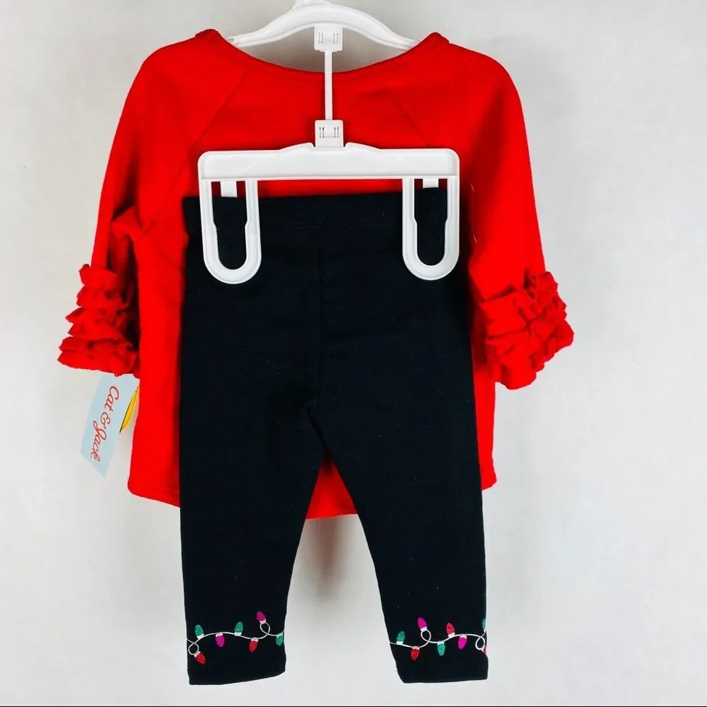 Happy Holidays Girls 2pc Leggings set Red Black